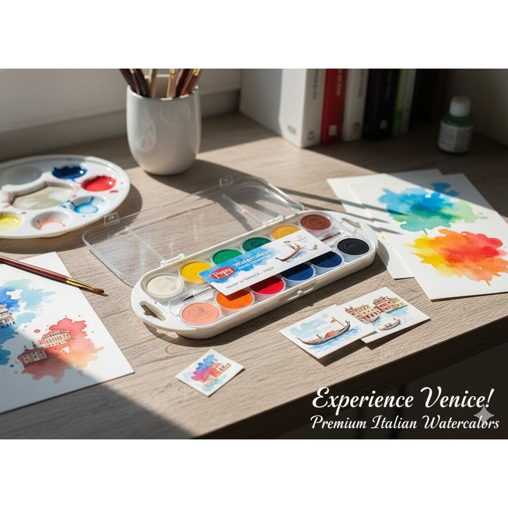 Pepy Watercolors 12-Color Set Made in Venice Italy Artist Paint Tin